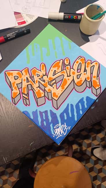 Paris: Graffiti on Canvas Workshop at an Art Studio - Creating the canvas without losing the clock